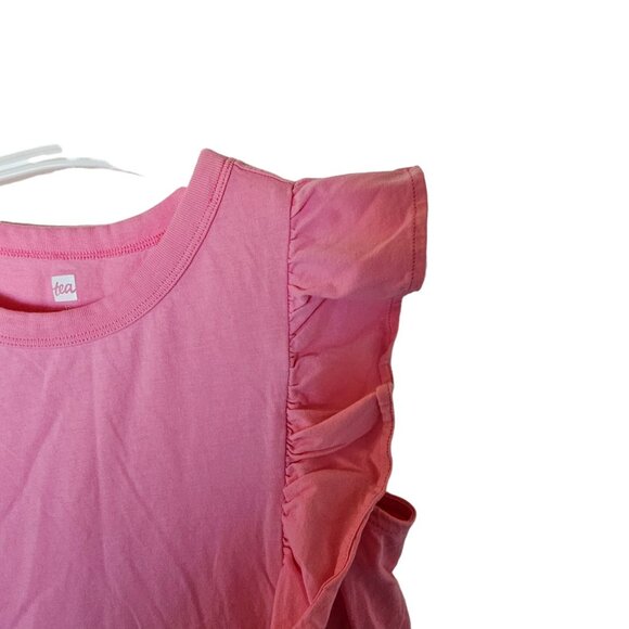 Tea Collection Short Sleeve Ruffle Knit Top Perennial Pink size 12 - Picture 8 of 8